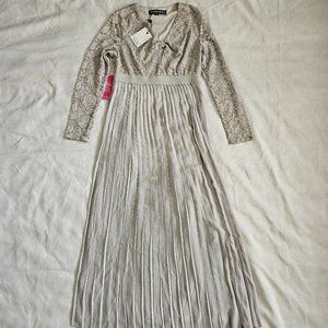 NWT Little Mistress Size 10 Gray Lace Maternity Evening Full Length Maxi Dress